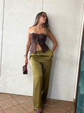Pantalone satin verde oliva