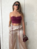 Pantalone satin champagne